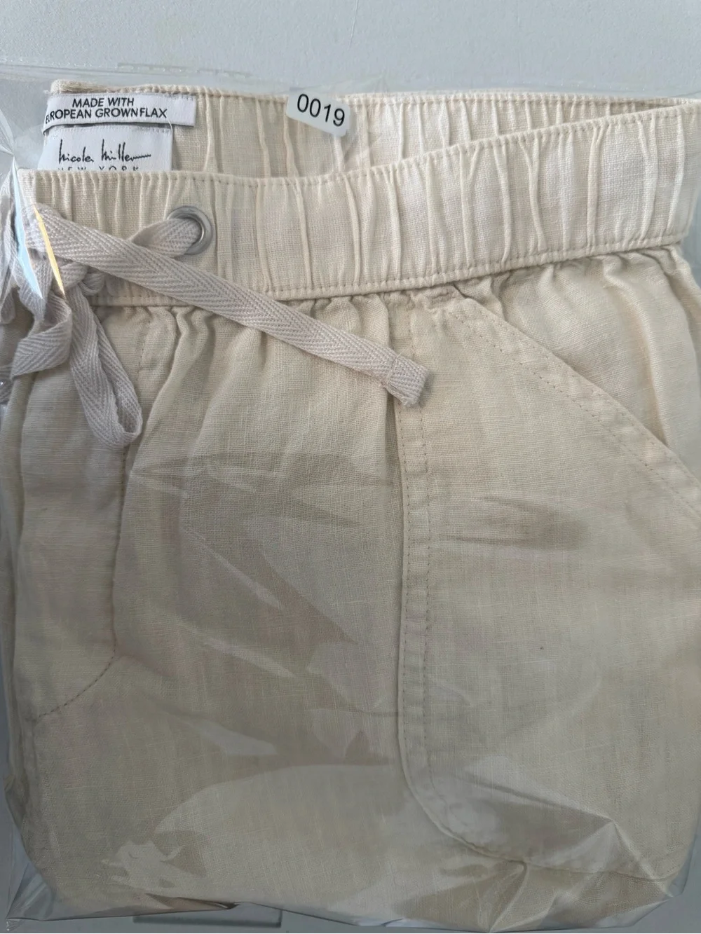 Linen CargoJoggers Women Medium Cream Pull On Draw String Streetwear Gorpcore